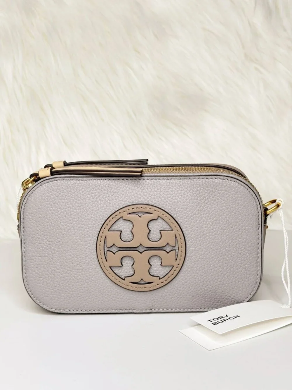 Tory Burch Mini Miller Colorblock Leather Crossbody Bag - Bay Gray Multi